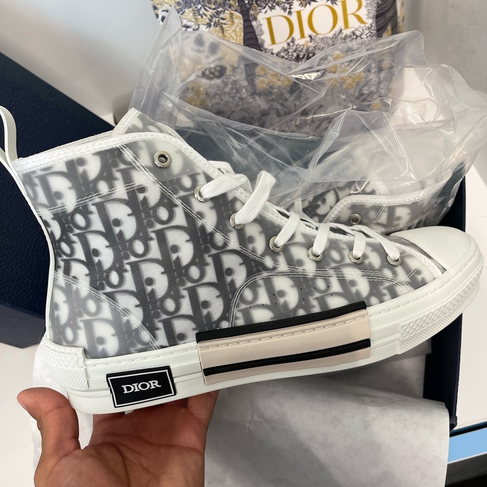 DIOR HOMME:B23 HIGH-TOP in White and Black size 45 - Picture 11 of 14
